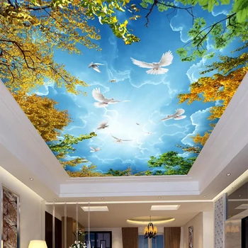 Foto personalizat Tapet 3D Cer Albastru Și Nori Albi Tavan Zenith Murală Camera de zi Dormitor Hotel Natura Peisaj 3D Fresce