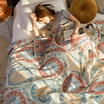 Din Bumbac Prosop Moale Pătură Dormitor Canapea Vara Rece Quilt Cameră cu Aer condiționat, Birou Somn Subțire Pătură Copil Adult cearsaf de Pat