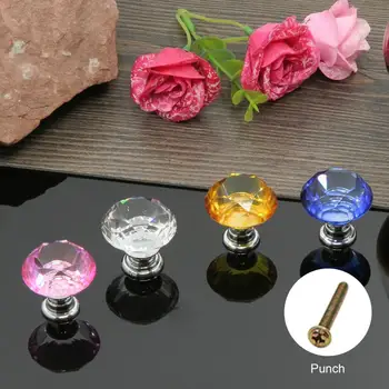 7 Culori 3x3x3cm Formă de Diamant, Design de Cristal de Sticlă Butoane Sertar Dulap Trage de Manere de Dulap Ușă Mânere Mobilier Hardware