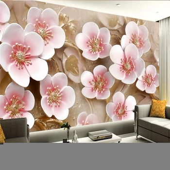 beibehang papel de parede fotografie 3D wallpaper Iarna roz floare de prun living pictura decorativa 3d pictura murala mare de hârtie de perete