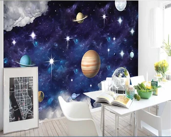 beibehang de Moda Tapet de Mână-pictat Scandinave Univers, Galaxie, Planetă Cameră pentru Copii Dormitor Fundal papel de parede
