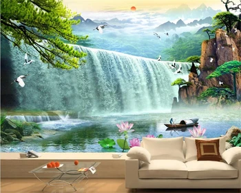 beibehang tapet Personalizat picturi murale de moda nou stil Chinezesc vânt bogat în apă, timp care curge de living cu TV de perete de fundal