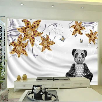 wellyu tapet Personalizat papier peint murale 3d Linii de Bijuterii cu Diamante Crini Panda Bijuterii Perete papier peint unul dintre un fel