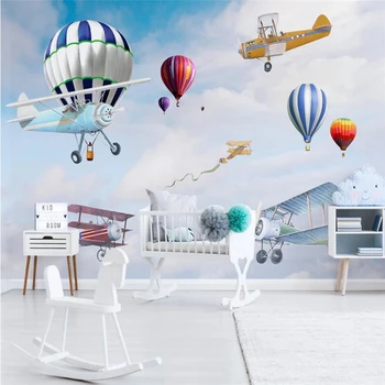 wellyu Personalizat mari murale 3D tapet Nordic minimalist desene animate avioane balon camera copiilor tapet de fundal
