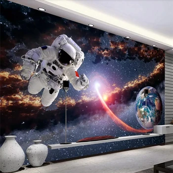 wellyu Personalizate Wallpaper 3d Foto picturi murale Spațiu, Astronaut al Planetei în Sistemul Solar, Calea Lactee perete de Fundal 3d papel de parede