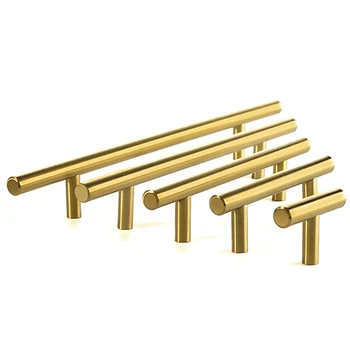 Aur Ușa de la Bucătărie T Bar Mâner Drept Butoane de Cabinet Trage cu Diametrul de 10 mm din Oțel Inoxidabil Mânere Mobilier Mâner