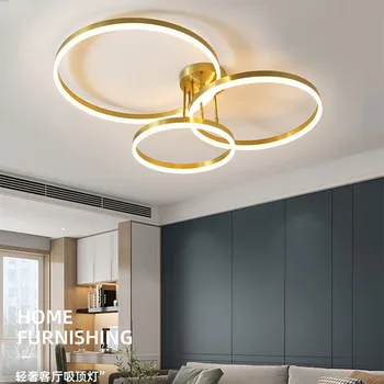 LED Inel de Aur Plafon Candelabru Modern, Simplu Decor Acasă Living Iluminat de Tavan Lămpi pentru Camera de zi Agățat Lumini
