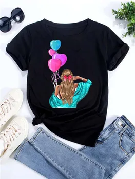 Noi Femeile Deține Baloane Imprimate Tricou Pentru Femei De Moda Tricou Topuri Tricou Femei Short Sleeve Graphic Tee Shirt Haine