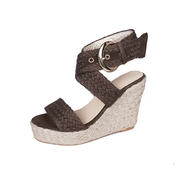 Confort Pantofi dama Bej cu Toc Sandale 2023 Vara Catarama de Mari Dimensiuni Saboți Pană Neagră de Moda Fete Multicolore Mare Mare