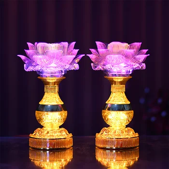 2 buc lanternă în formă ca o floare de lotus Colorate Lotus Lantern Guanyin Roagă-te pentru baterie lampă lampă cu LED-uri pentru uz casnic