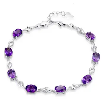 Noua Moda Ametist Argint 925 Comoara De Lux Violet Cristal Piatră Prețioasă Brățară Pentru Femei Bijuterii Fine Cadouri De Craciun