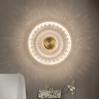 Nordic moderne, creative, lampă de perete rotund de flori acrilice LED dormitor bordura living coridor de lumină decorativă