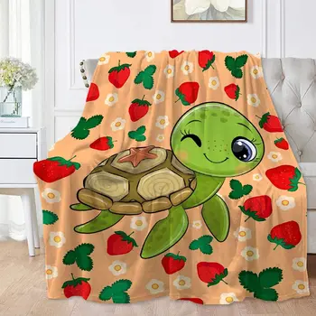 Turtle și Căpșuni Pătură pentru Copii Copilul Adulți Moale Cald Capsuni Animale Arunca Pătură pentru Pat Canapea