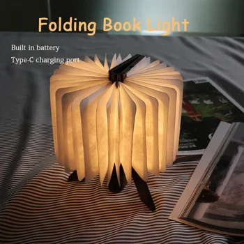 Pliere Carte de Lumină LED-uri Creative Lumina de Noapte Reîncărcabilă R-Lemn în formă de Carte la Casa de Decorare Lumina Cadou de Ziua de nastere