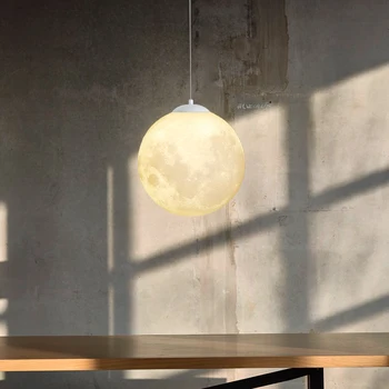 Modern Pandantiv cu LED-uri de Lumină Lampă de Agățat de Tavan Noptiera Dormitor Sufragerie Living Masă Decor Acasă Sticlă Moon 3D, corp de Iluminat