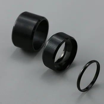 2 mm/10 mm/15 mm din Oțel Inoxidabil, Inel pentru Femei, Bărbați Băiat Îngust Larg Negru mat de Suprafață Unisex Logodna Bijuterii