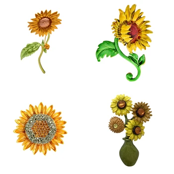 Vintage Arta lui Van Gogh Floarea-soarelui Pin Broșă Corsaj Elegante Plante de Floarea soarelui Cataramă Feminin Haine Rochie Costum Eșarfă Clip Cadou