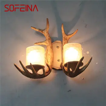 SOFEINA Retro Coarne Condus Coridor de Perete de Lumină Creative Noptiera Tranșee Lampa Decor Pentru Casa Living
