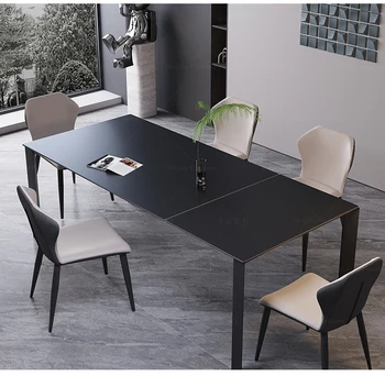 Minimalist retractabil dimensiune apartament dreptunghiulară rock masa casa de lux de designer masă și scaun combinație personalizate