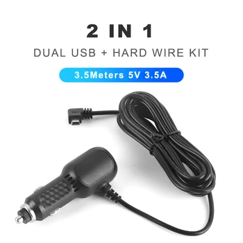 Masina Dash Cam Hardwire Kit LED Dual USB de Încărcare de Sârmă Auto Bricheta 5V 3.5 a 3.5 m Mini Micro Dashcam Cablu DVR Sârmă
