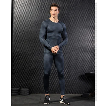 Bărbați de Imprimare 3d de Fitness de Formare de Funcționare Mâneci Lungi Elastice Strans Wicking Și Uscare Rapidă Haine de sex Masculin Activewear Îmbrăcăminte