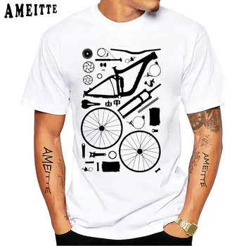 Noua Epocă Barbati Maneca Scurta MTB Părți de Biciclete de Deconstrucție Print T-Shirt de Vară Biciclete Sport Topuri Casual Hip Hop Băiat Tee