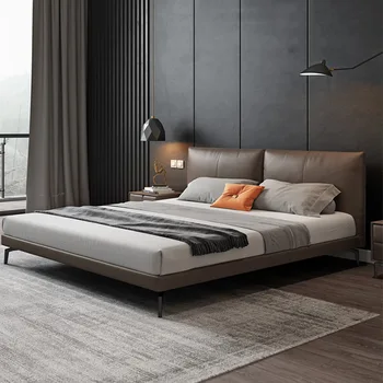Modern si minimalist din piele, pat dublu, 1.8 m dimensiuni mici dormitor, moale sac de pat, ridicat de cutie, pat de stocare, și integrat